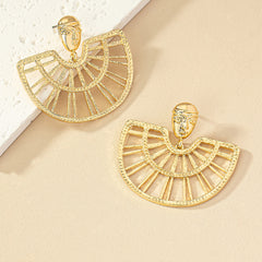 Fan Shaped Beauty Head Earrings