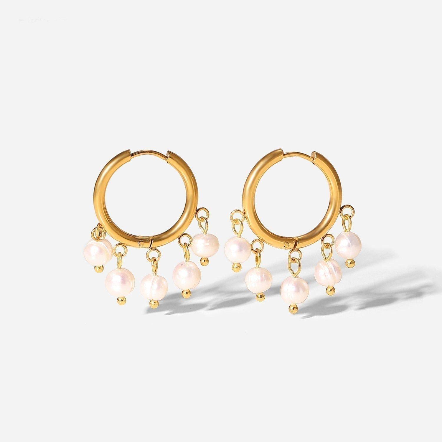 Drop Earrings Small Circle Pearl TYS0149