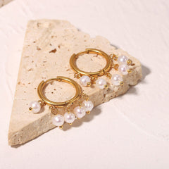 Drop Earrings Small Circle Pearl TYS0149