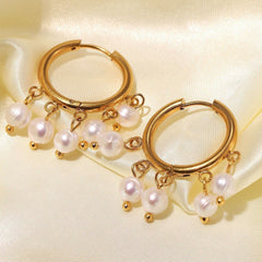 Drop Earrings Small Circle Pearl TYS0149