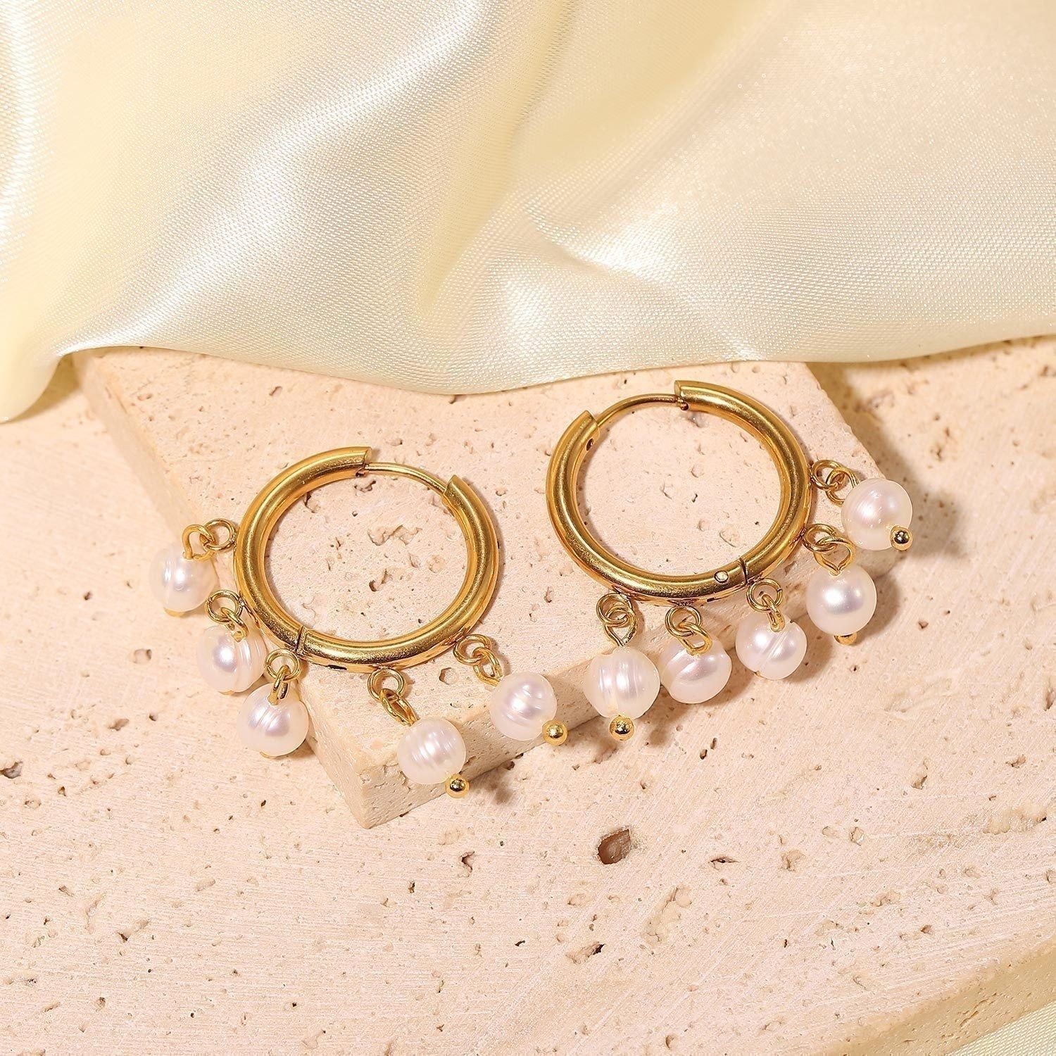 Drop Earrings Small Circle Pearl TYS0149