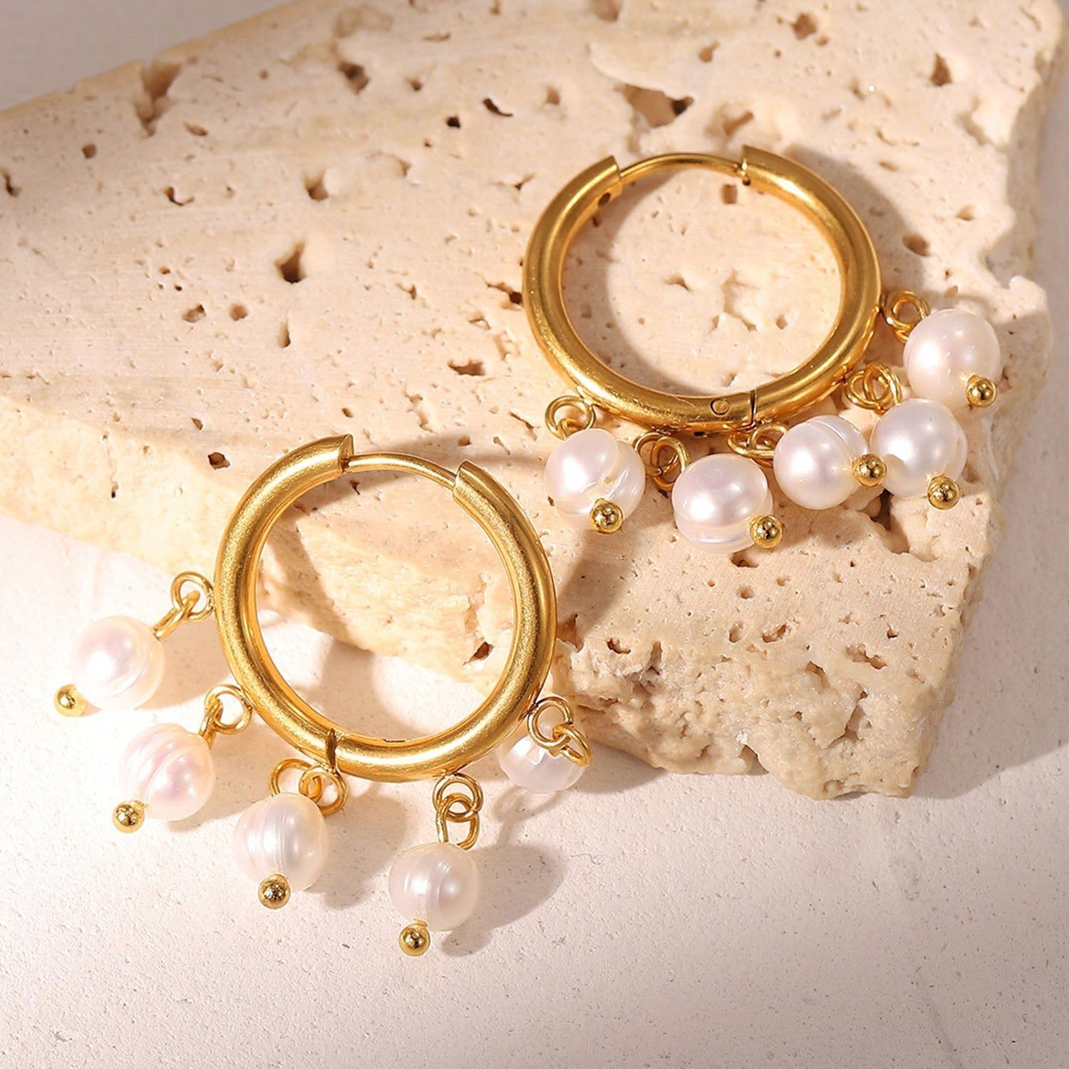 Drop Earrings Small Circle Pearl TYS0149