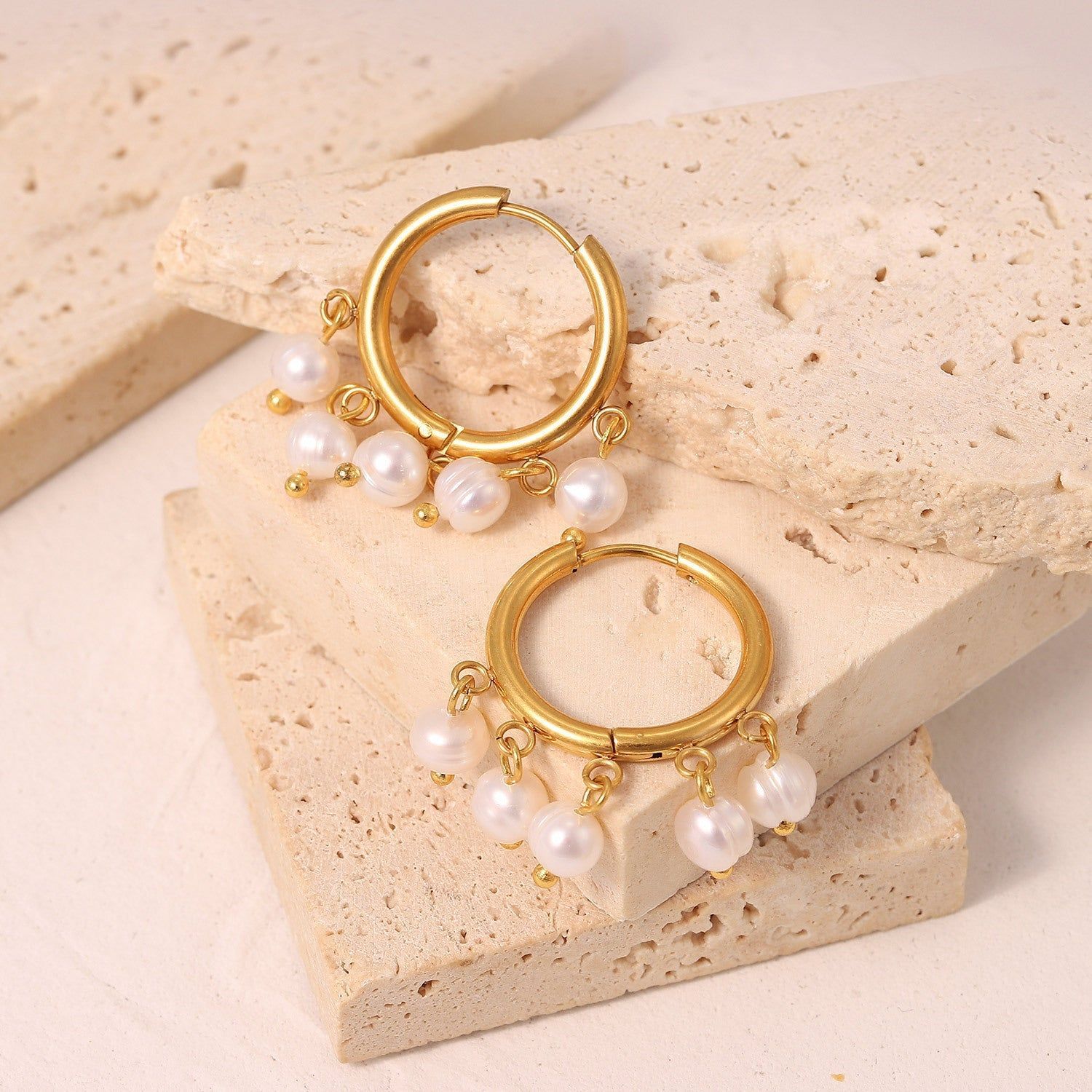 Drop Earrings Small Circle Pearl TYS0149