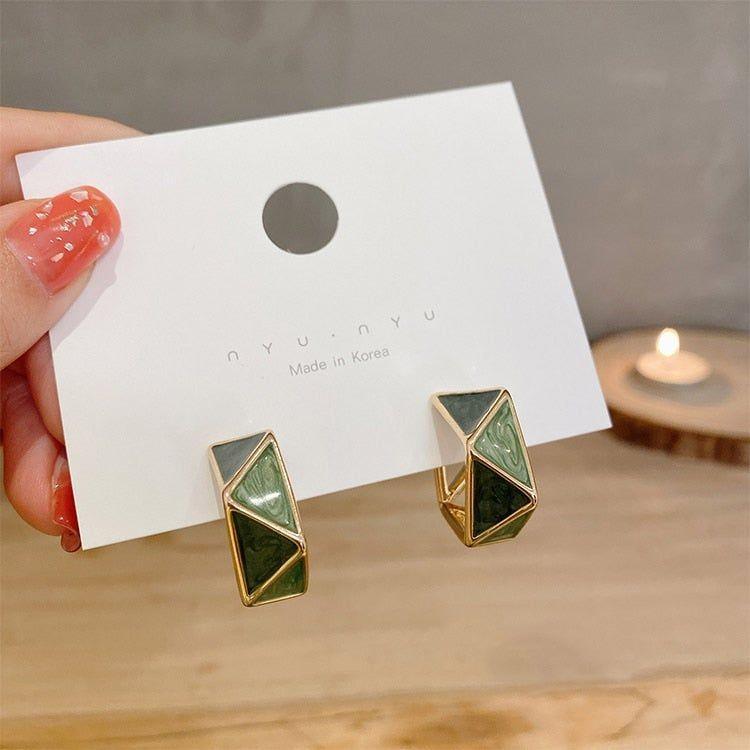 Drop Glaze Geometric Dangle Earrings