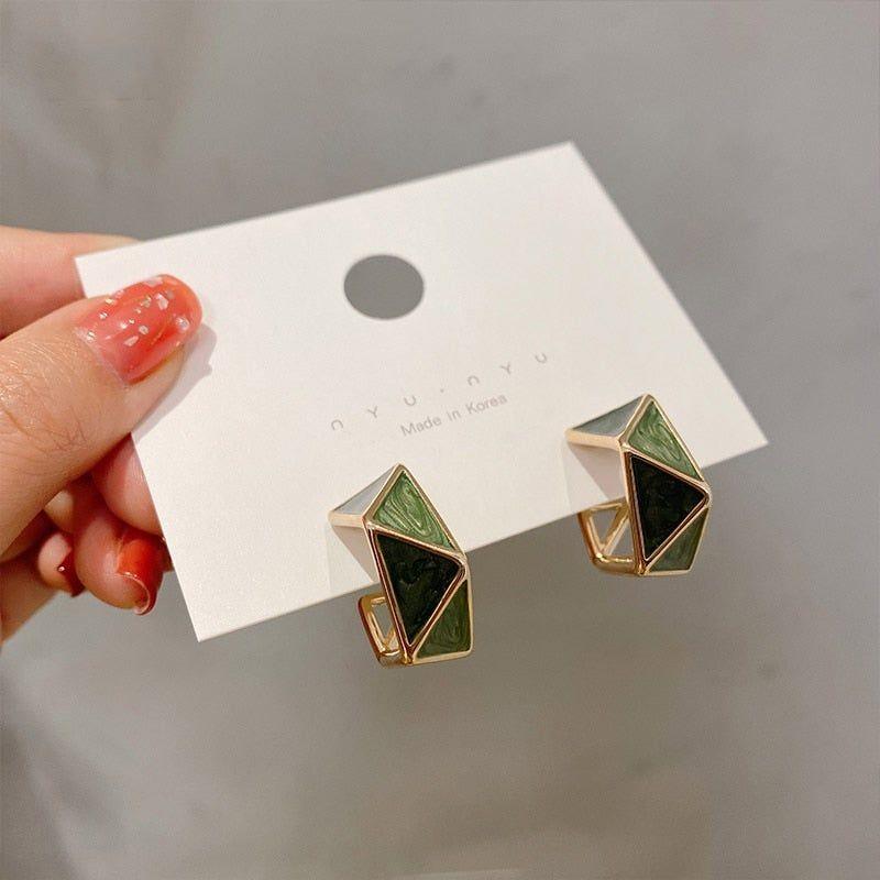 Drop Glaze Geometric Dangle Earrings