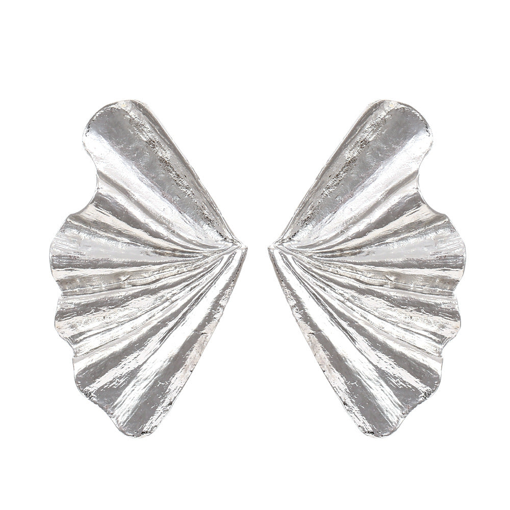 Flaxmaker Vintage Crinkled Metal Leaf Earrings