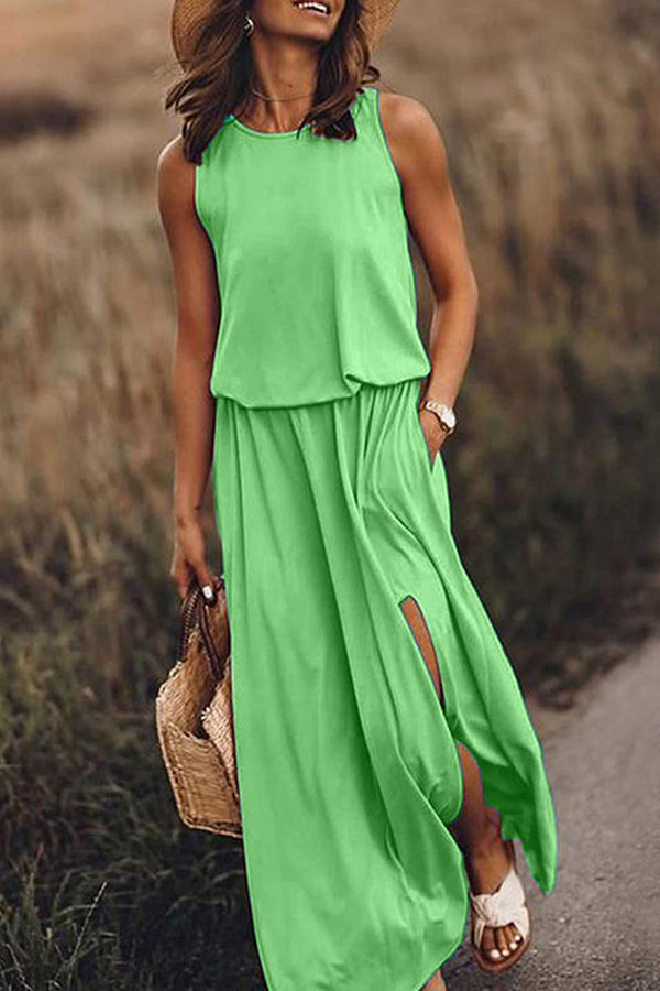 Giselle – Locker geschnittenes Maxikleid mit Schlitz 