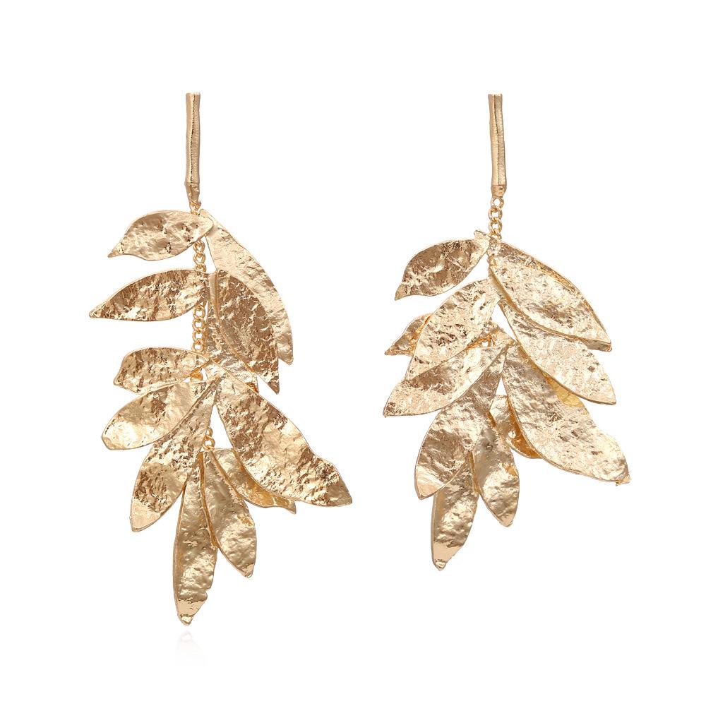 Flaxmaker Asymmetric Leaf Tassel Earrings