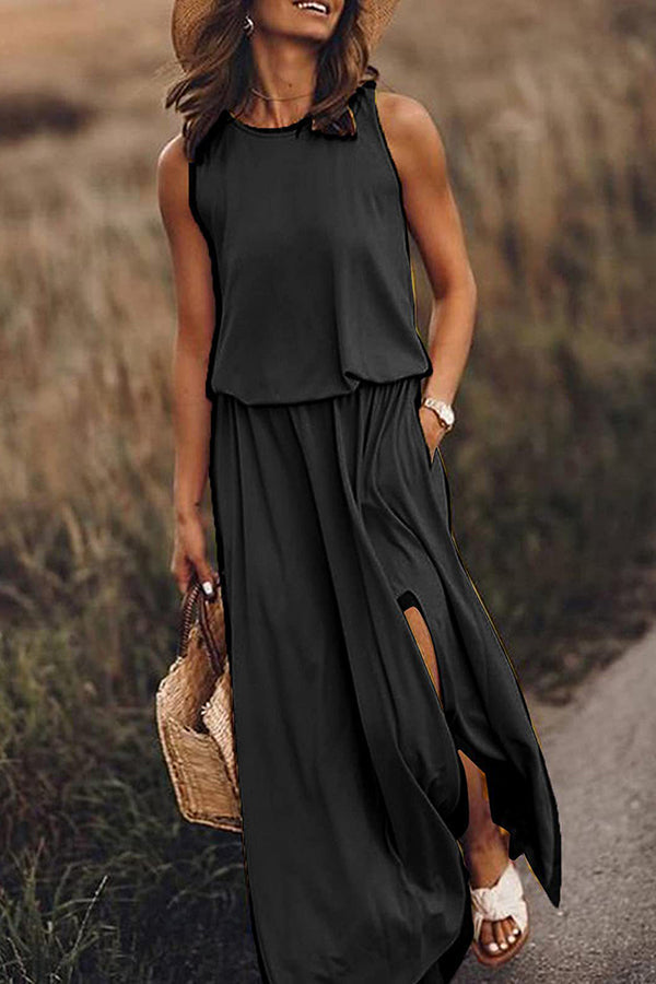 Giselle – Locker geschnittenes Maxikleid mit Schlitz 