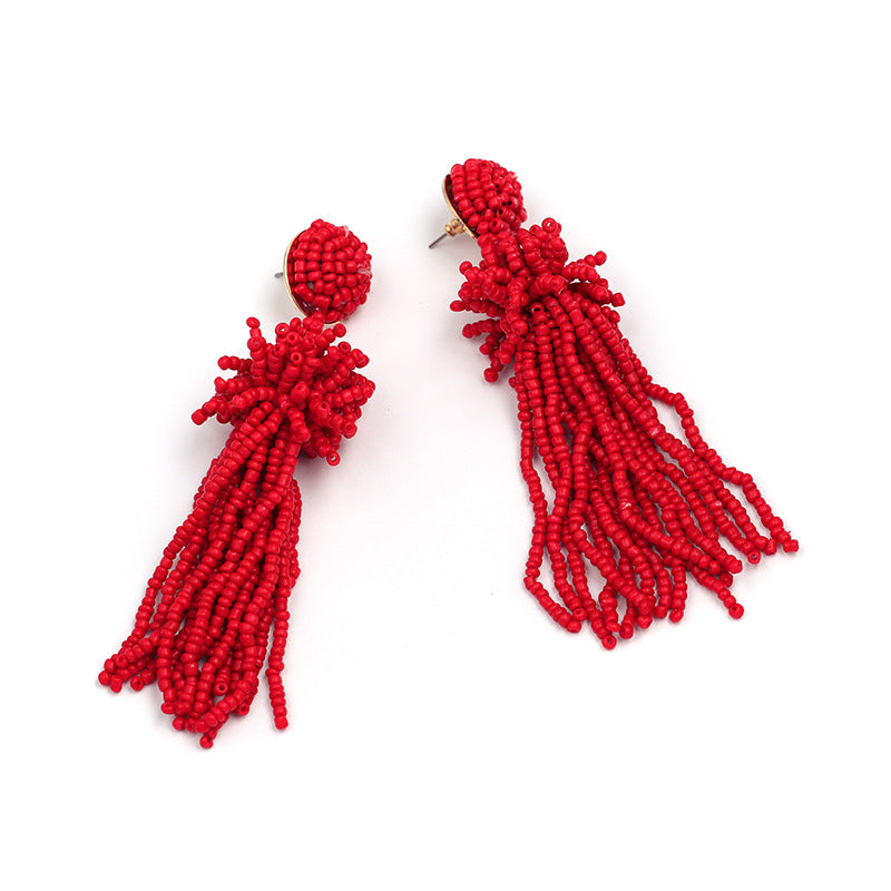 Millet Beaded Tassel Earrings