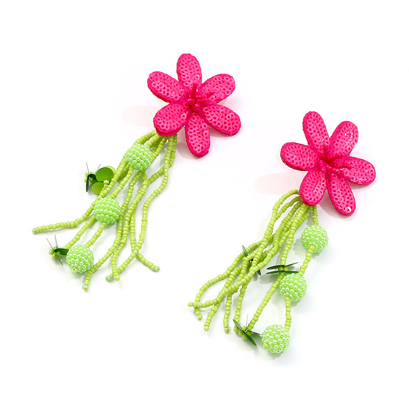 Flaxmaker Floral Tassel Earrings