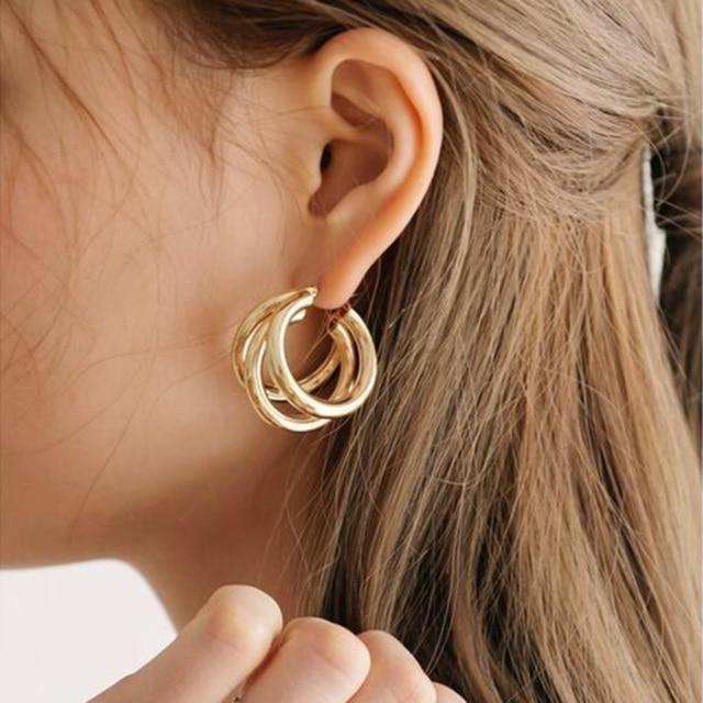 Earring Big Circle Round Hoop Earrings Statement Golden Punk Charm