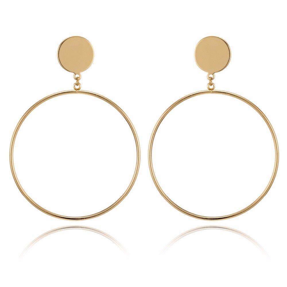 Earring Big Circle Round Hoop Earrings Statement Golden Punk Charm