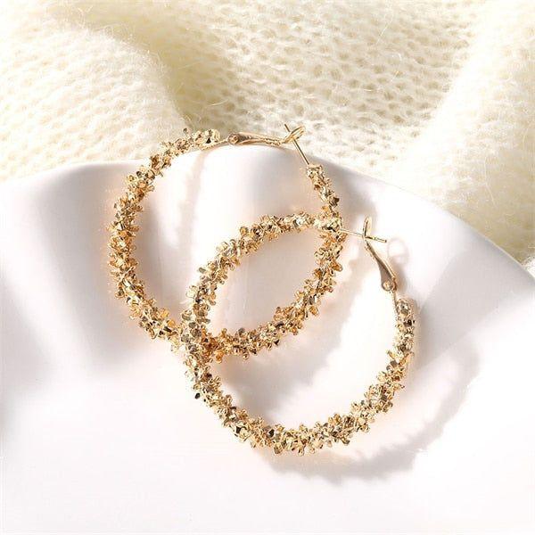 Earring Big Circle Round Hoop Earrings Statement Golden Punk Charm