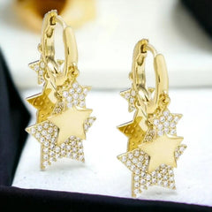 Earring Accessories Gold Star Hoop Metal 14K Copper YOS0312