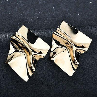 Earring Big Square Punk Folded Stud Earrings OOS0329