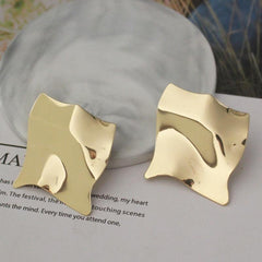 Earring Big Square Punk Folded Stud Earrings OOS0329