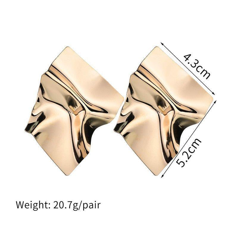 Earring Big Square Punk Folded Stud Earrings OOS0329