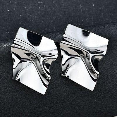 Earring Big Square Punk Folded Stud Earrings OOS0329