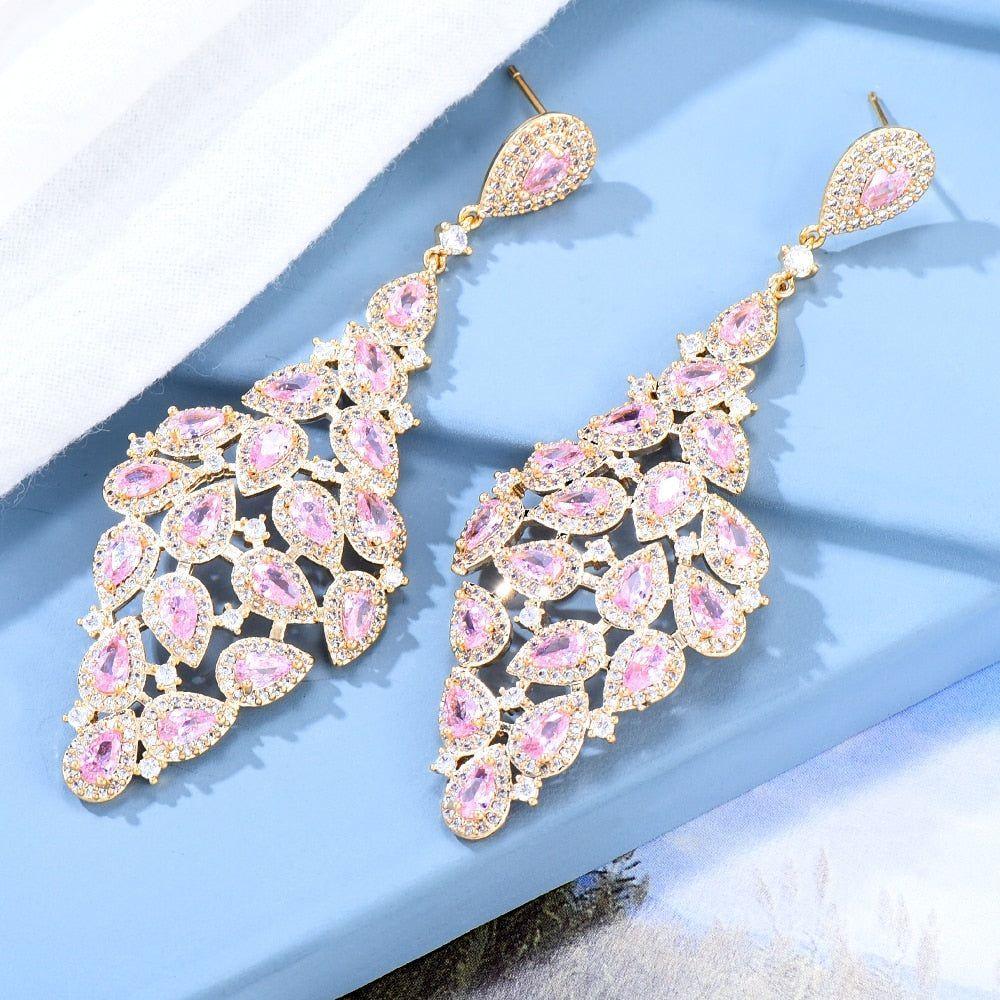 Earrings Big Long Austrian Crystal