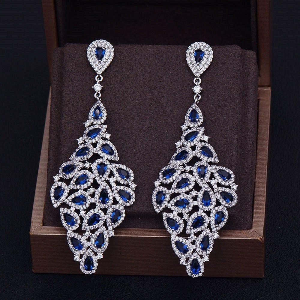 Earrings Big Long Austrian Crystal