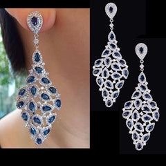 Earrings Big Long Austrian Crystal