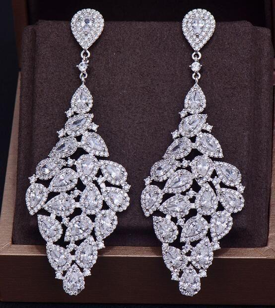 Earrings Big Long Austrian Crystal