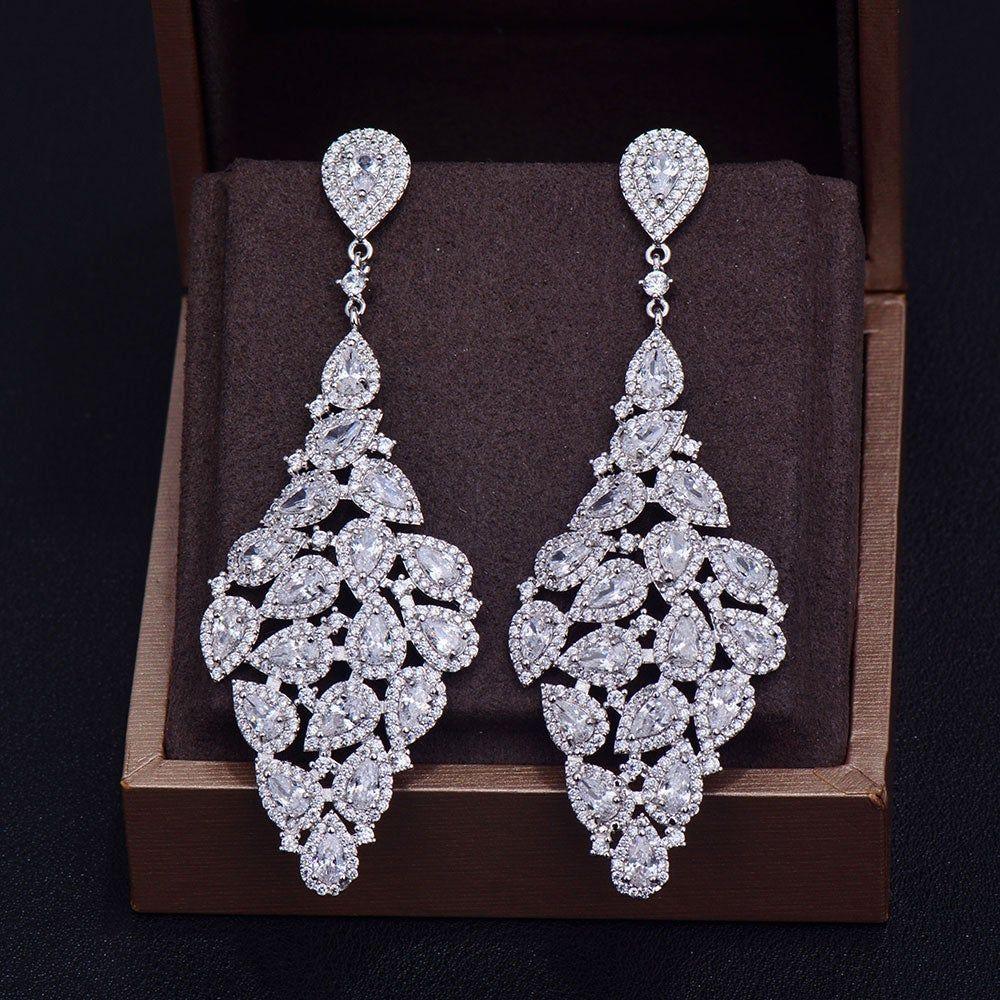 Earrings Big Long Austrian Crystal