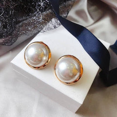 Earrings Big Round Simulated Pearl