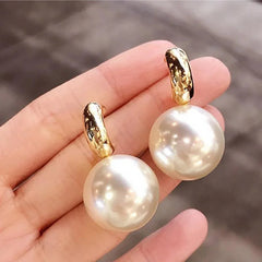 Earrings Big Simulated Pearl