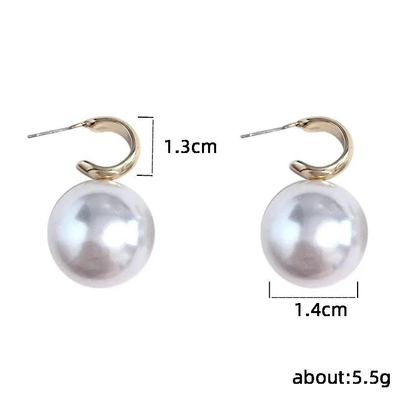 Earrings Big Simulated Pearl