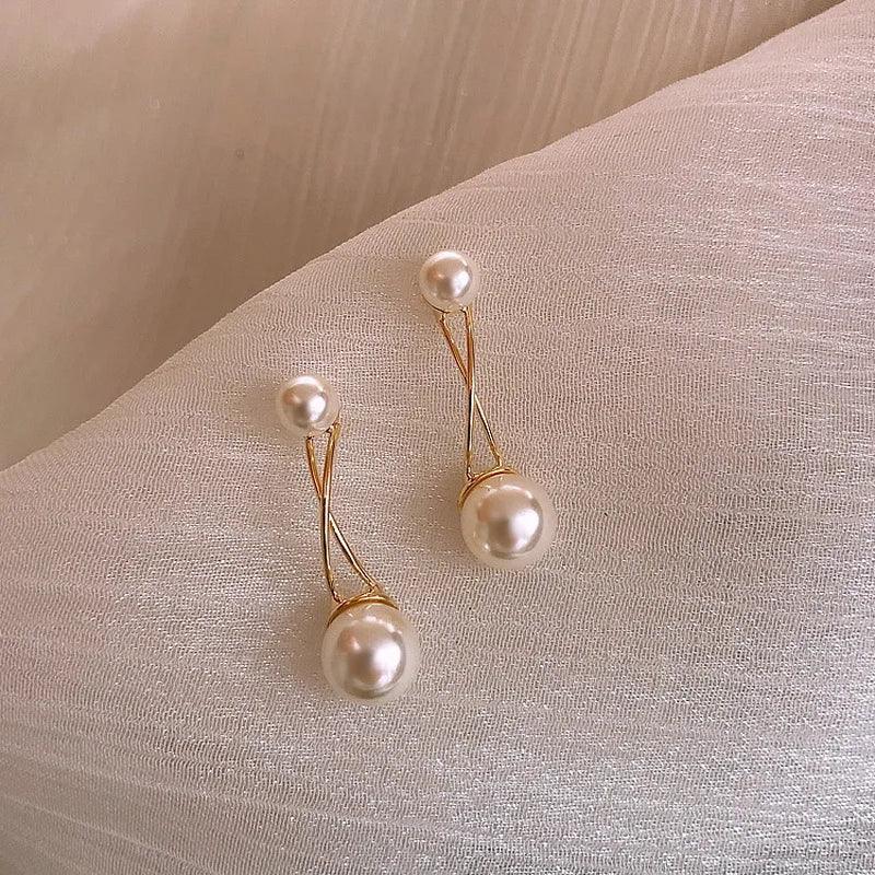 Earrings Double Pearl