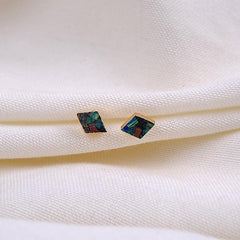 Earrings Exquisite Rhombic Blue Opal