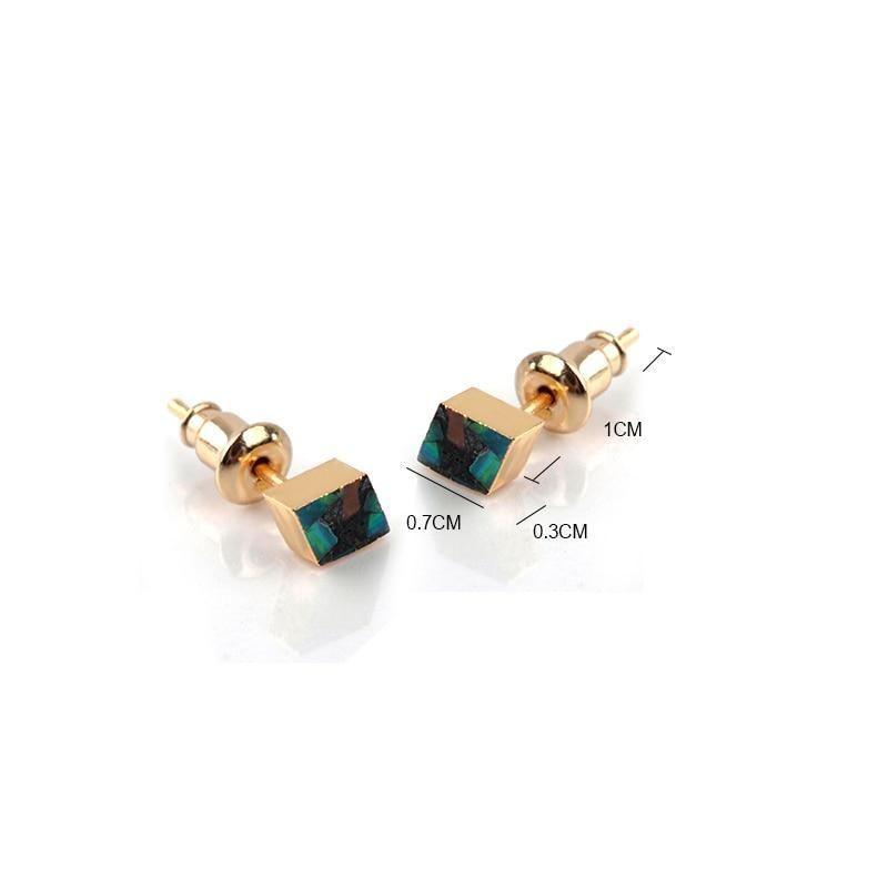 Earrings Exquisite Rhombic Blue Opal