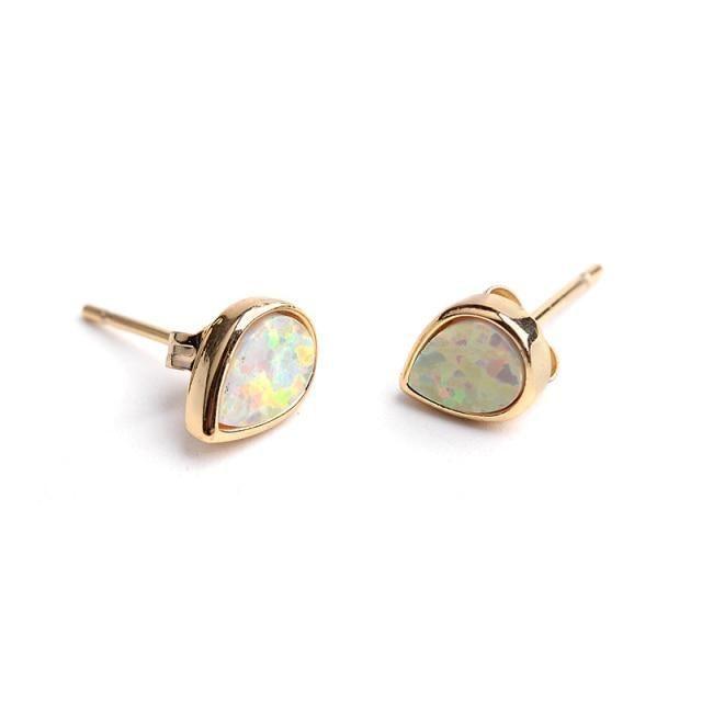 Earrings Exquisite Rhombic Blue Opal