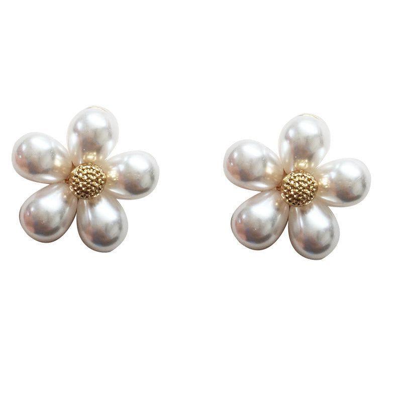 Earrings Faux Pearl Flower