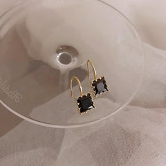 Earrings Gem Square Classic Pattern