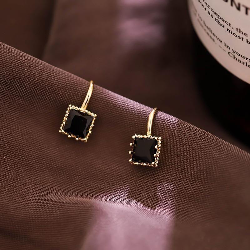 Earrings Gem Square Classic Pattern