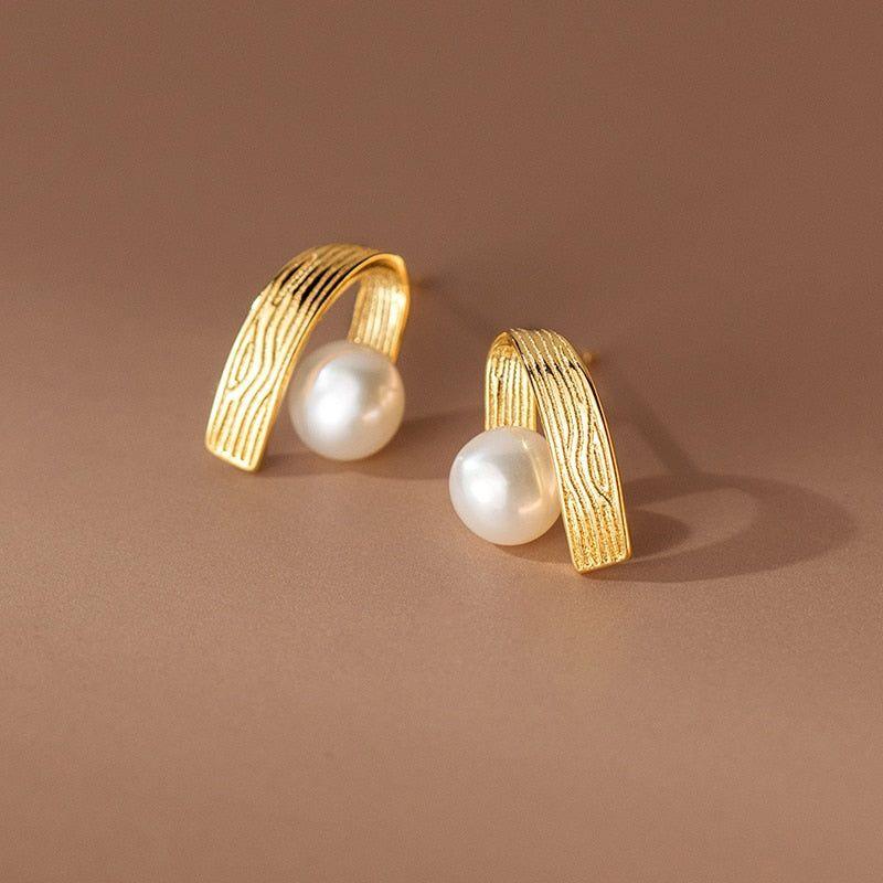 Earrings Geometric Simulated Pearl