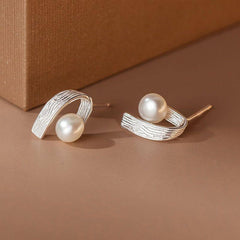 Earrings Geometric Simulated Pearl