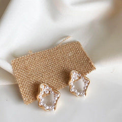 Earrings Geometric Small Pearls Pattern