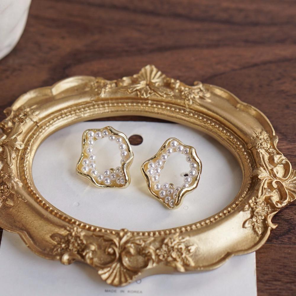 Earrings Geometric Small Pearls Pattern