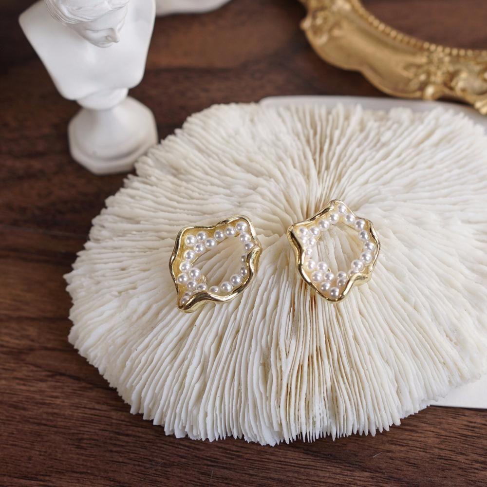 Earrings Geometric Small Pearls Pattern