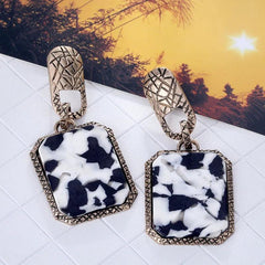 Earrings Geometric Square Leopard