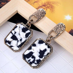 Earrings Geometric Square Leopard