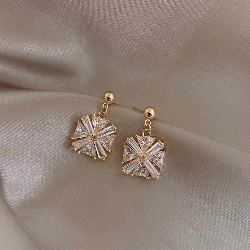 Earrings Geometric Square Shiny Crystal