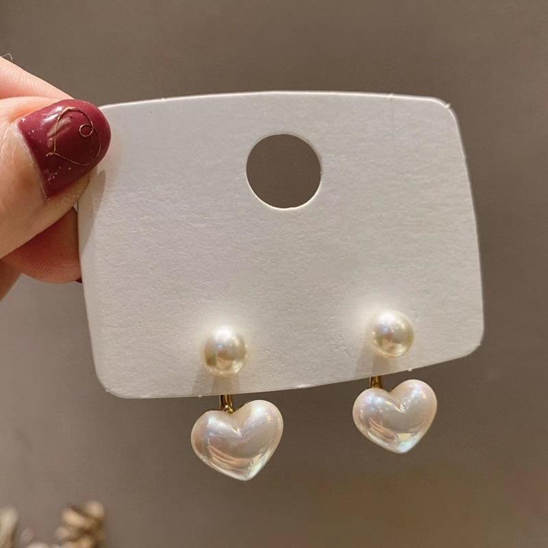 Earrings Heart Pearl Fine White Accessory