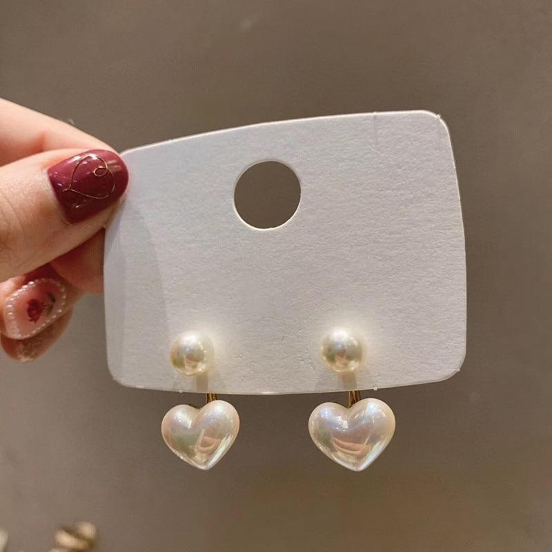 Earrings Heart Pearl Fine White Accessory