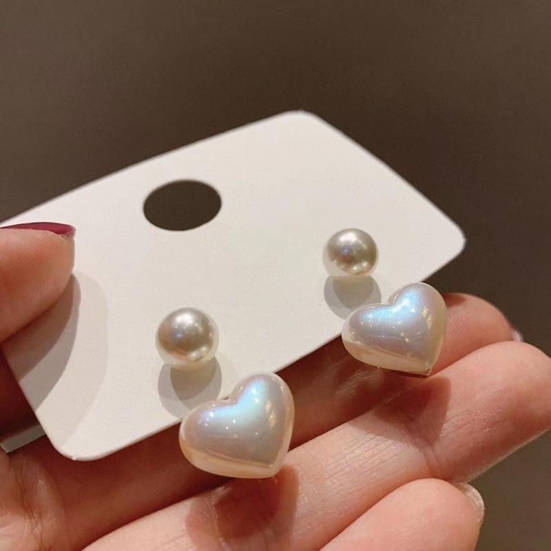 Earrings Heart Pearl Fine White Accessory