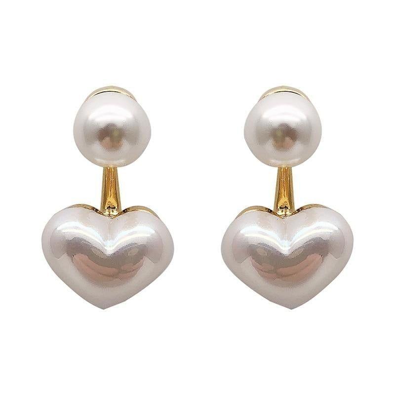 Earrings Heart Pearl Fine White Accessory